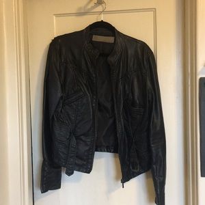 Zara Leather Bomber Jacket